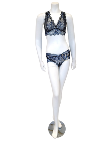 Oh! Zuza 3839 + 3840 Black/Blue Lace Bralette Set myselflingerie.com